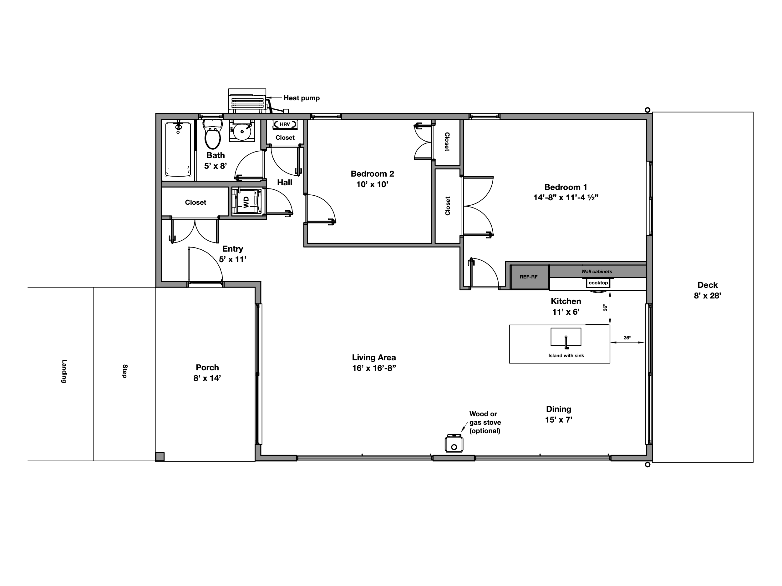frost cottage – 2 bedroom small modern house plan (780 sq. ft. cottage design)